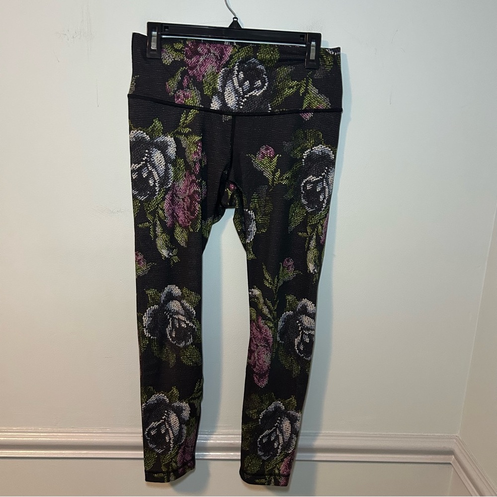 Lululemon Garden Party Smooth Silver Multi High Times Full-On Luon Leggings Sz 8